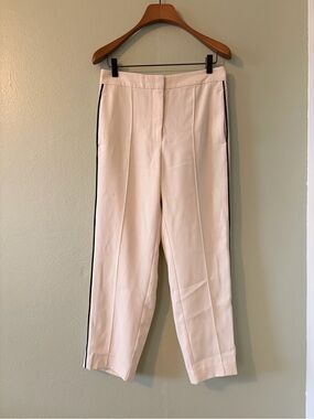 NWT Reiss Cream Cropped Tuxedo Stripe Trousers